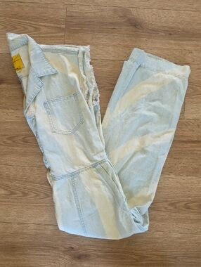 Signature8 Light Blue Tie-Dye Denim Jumpsuit, Size Large